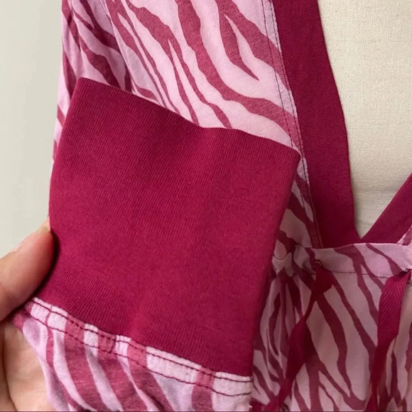 Athleta Pink Zebra Print Hooded Tunic Cover-Up Drawstring Waist Size Medium - Picture 5 of 14